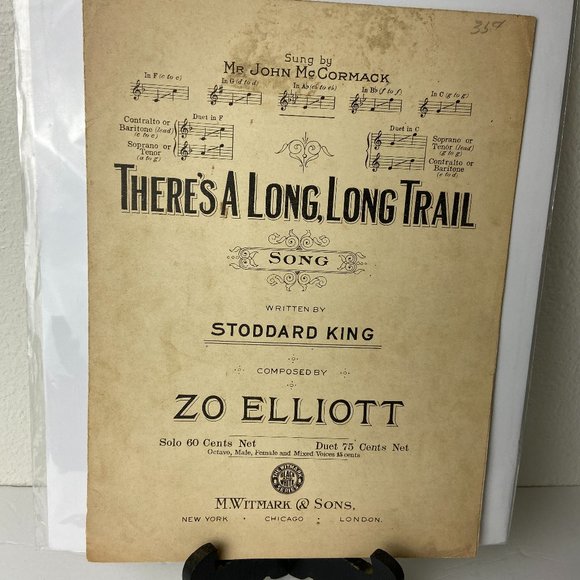Other Vintage Sheet Music Theres A Long Long Trail 1914 Stoddard King